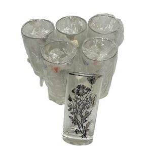 Vtg Silver City Sterling On Crystal Overlay Poppy Flowers Hi Ball Flanders #812